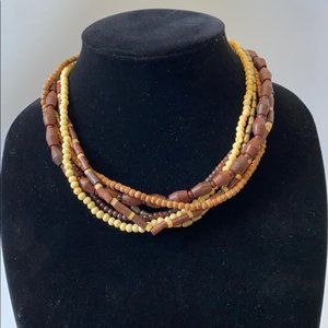 Bohemian wooden beaded layered necklace